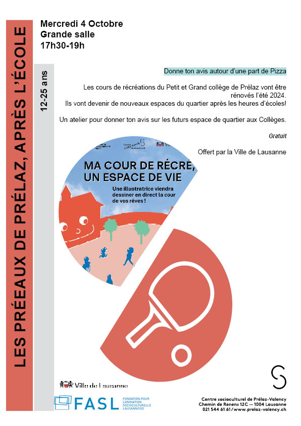 Pizza Ateliers cours de récré des collèges de Prélaz me 4 octobre 2023
